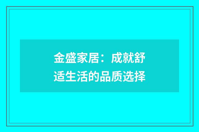 金盛家居:成就舒适生活的品质选择