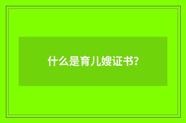 什么是育儿嫂证书?