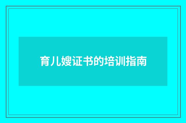 育儿嫂证书的培训指南