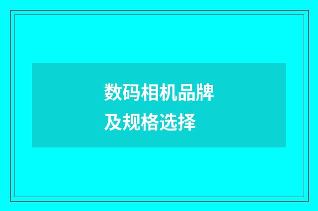 数码相机品牌及规格选择
