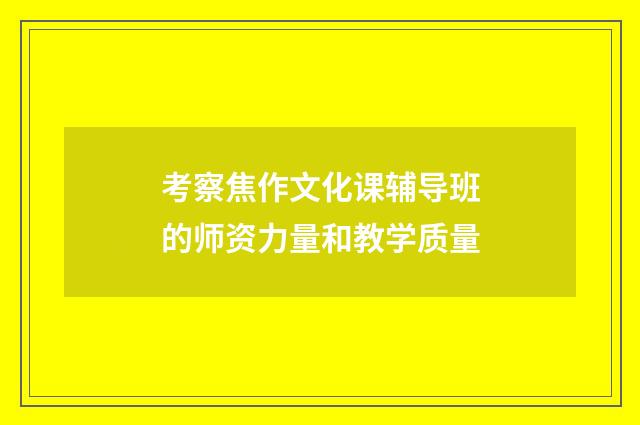 考察焦作文化课辅导班的师资力量和教学质量