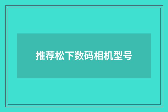推荐松下数码相机型号
