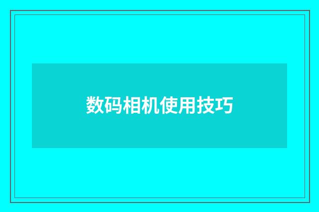 数码相机使用技巧