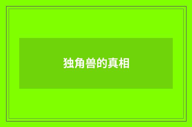 独角兽的真相