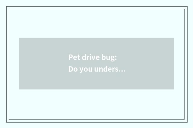 Pet drive bug: Do you understand really?