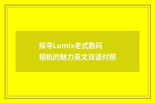 探寻Lumix老式数码相机的魅力英文双语对照