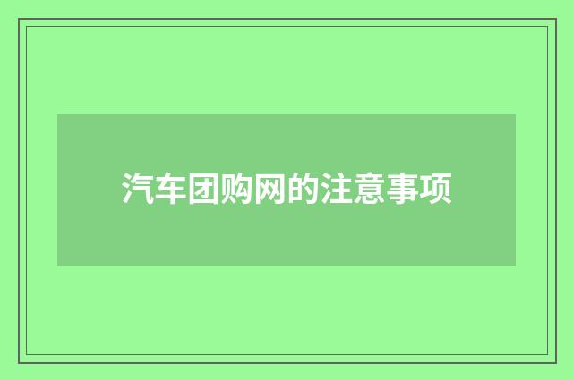 汽车团购网的注意事项