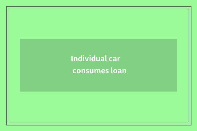 Individual car consumes loan