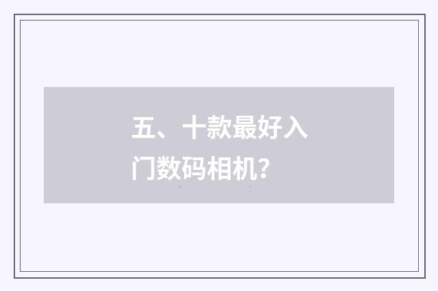 五、十款最好入门数码相机？