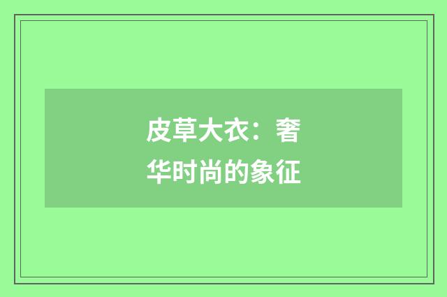 皮草大衣：奢华时尚的象征