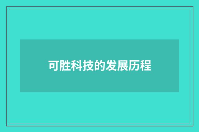 可胜科技的发展历程