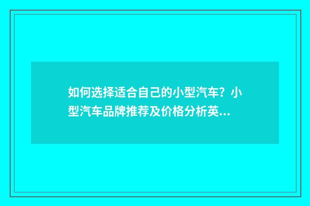如何选择适合自己的小型汽车?小型汽车品牌推荐及价格分析英文双语对照