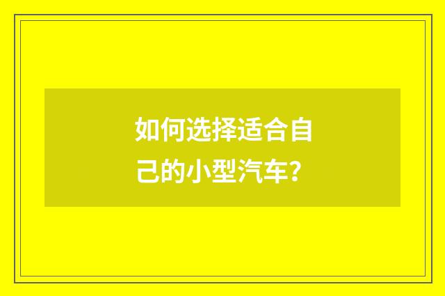 如何选择适合自己的小型汽车?