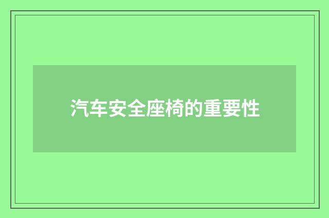 汽车安全座椅的重要性