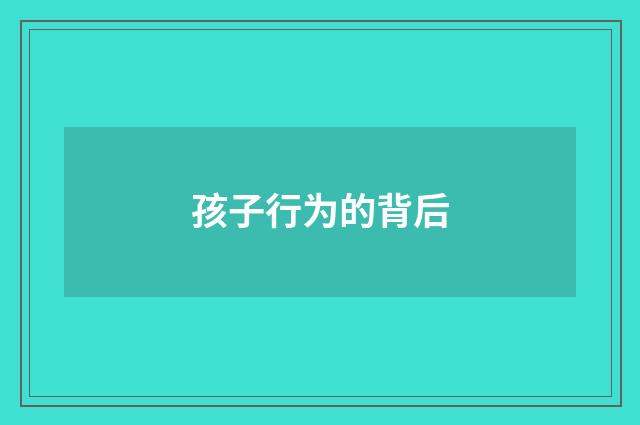 孩子行为的背后