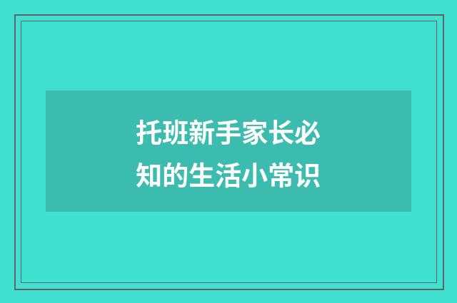 托班新手家长必知的生活小常识
