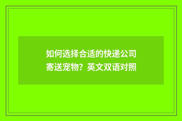 如何选择合适的快递公司寄送宠物？英文双语对照