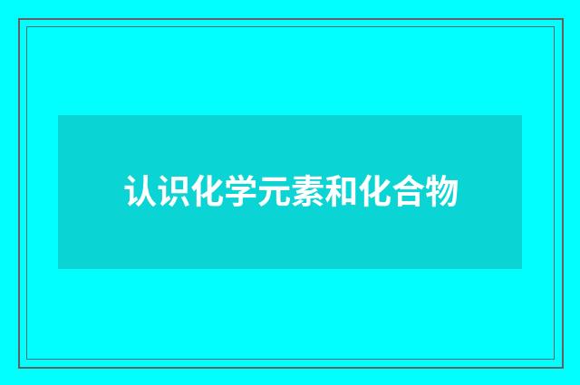 认识化学元素和化合物