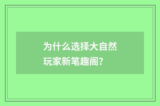 为什么选择大自然玩家新笔趣阁？