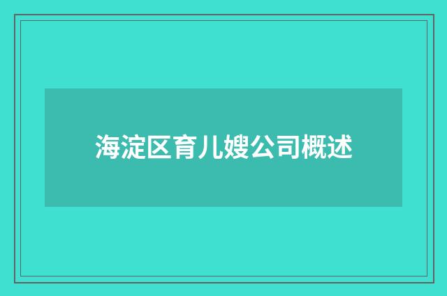 海淀区育儿嫂公司概述