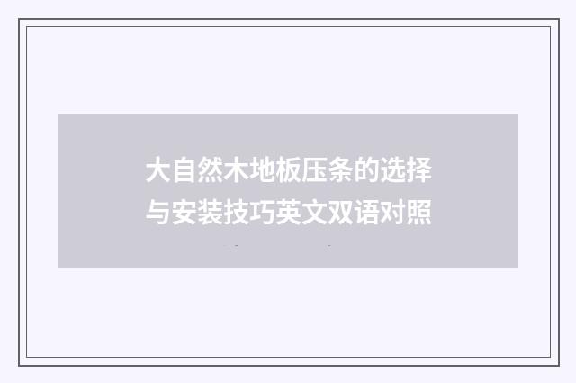 大自然木地板压条的选择与安装技巧英文双语对照