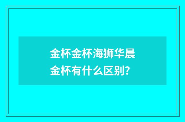 金杯金杯海狮华晨金杯有什么区别？