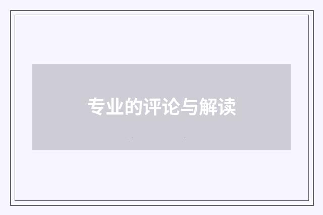 专业的评论与解读