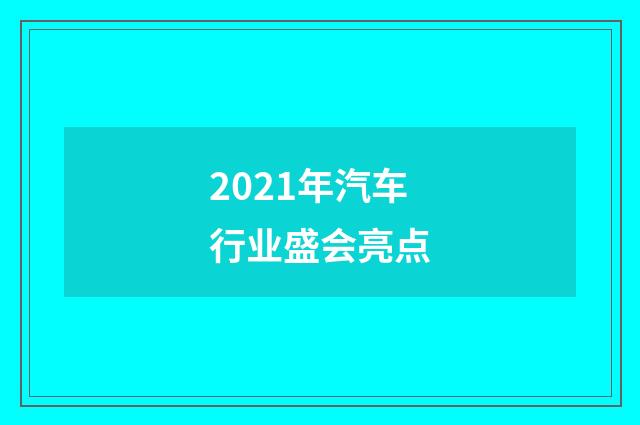 2021年汽车行业盛会亮点