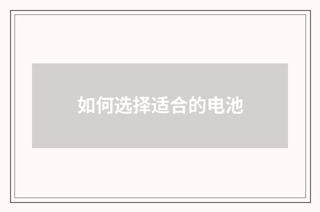 如何选择适合的电池