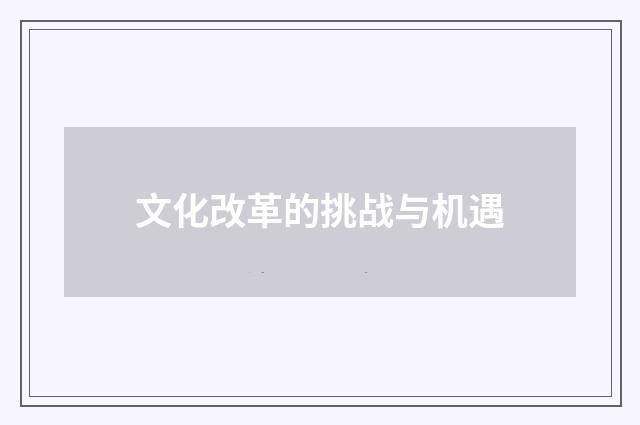 文化改革的挑战与机遇