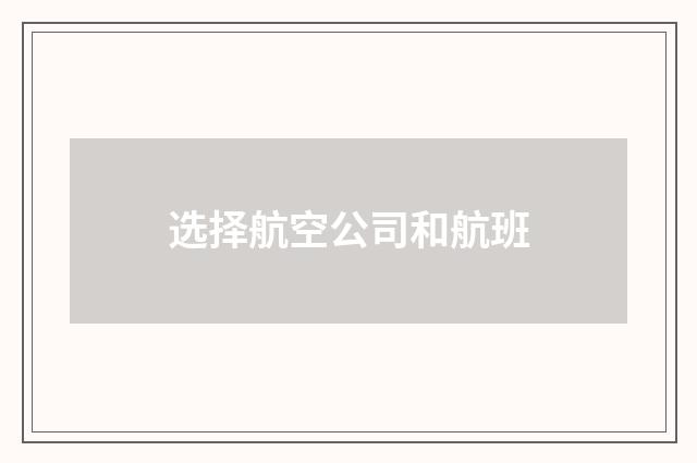 选择航空公司和航班