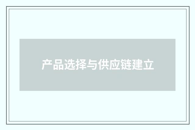 产品选择与供应链建立