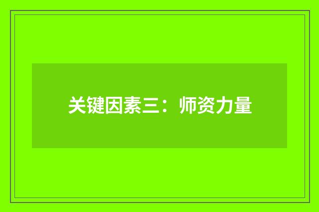 关键因素三：师资力量