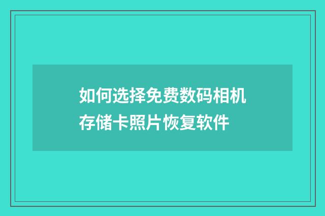 如何选择免费数码相机存储卡照片恢复软件