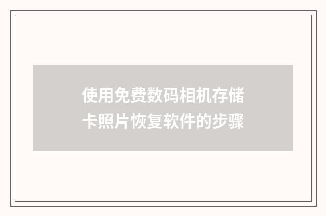 使用免费数码相机存储卡照片恢复软件的步骤