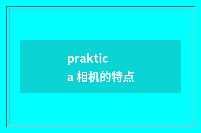praktica 相机的特点
