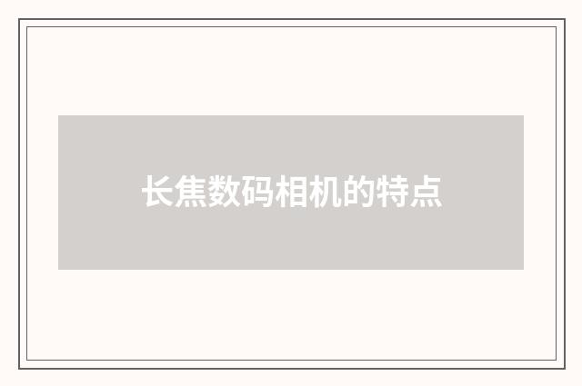 长焦数码相机的特点