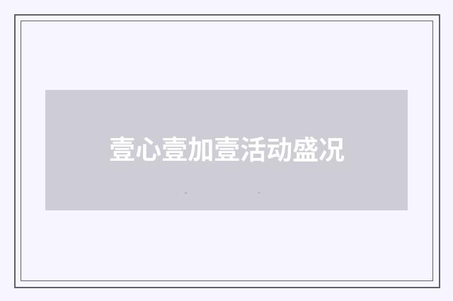 壹心壹加壹活动盛况