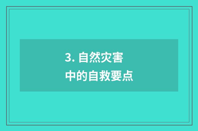 3. 自然灾害中的自救要点