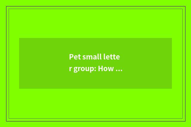 Pet small letter group: How manage effectively and operation