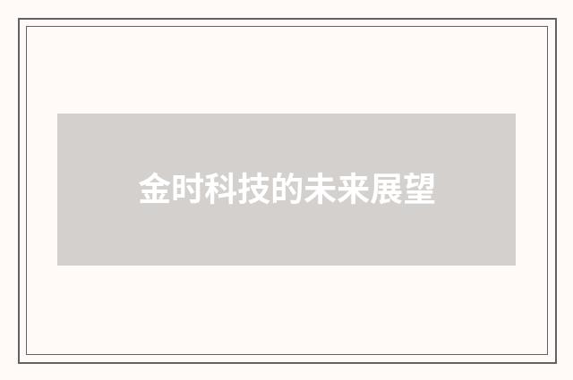 金时科技的未来展望