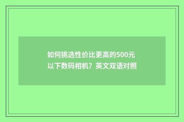 如何挑选性价比更高的500元以下数码相机？英文双语对照