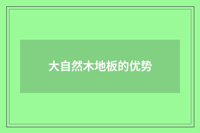 大自然木地板的优势