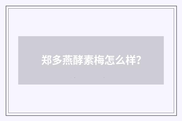 郑多燕酵素梅怎么样？