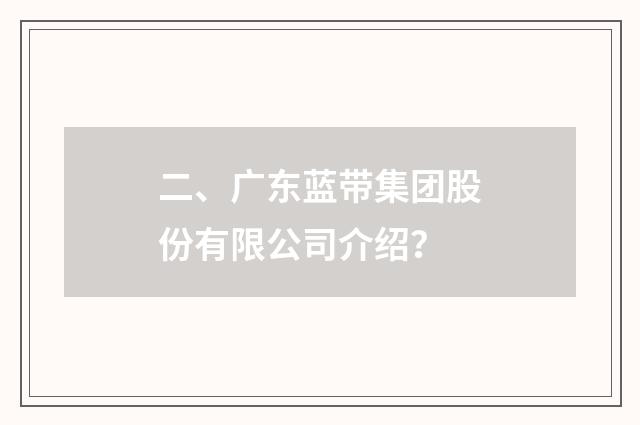 二、广东蓝带集团股份有限公司介绍?