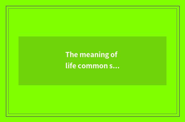 The meaning of life common sense?