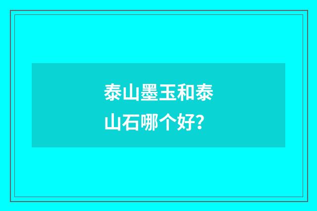 泰山墨玉和泰山石哪个好?