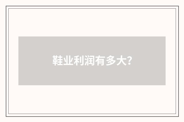 鞋业利润有多大?