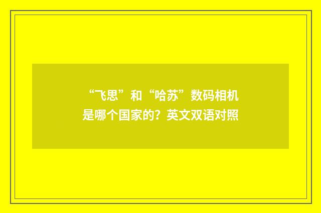 “飞思”和“哈苏”数码相机是哪个国家的？英文双语对照