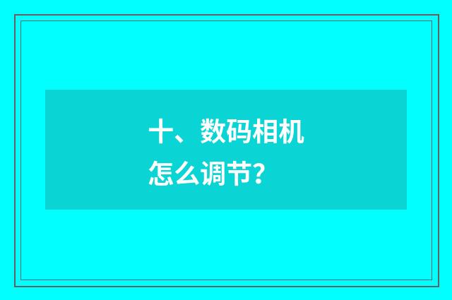 十、数码相机怎么调节?